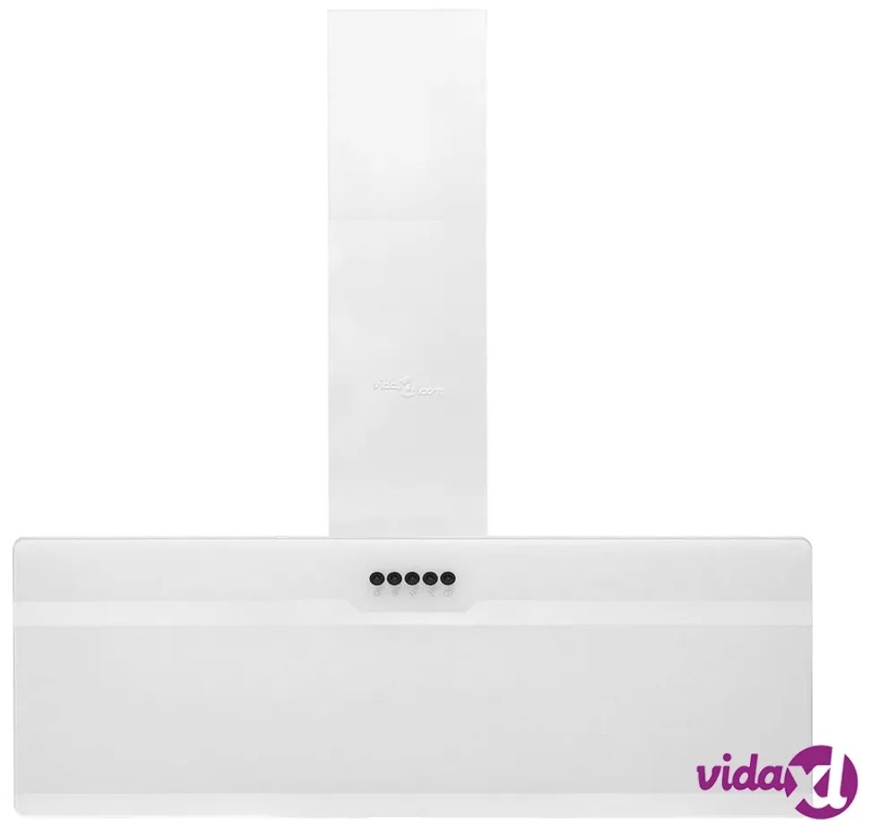 vidaXL Cappa a Parete 90 cm in Acciaio e Vetro Temperato Bianco