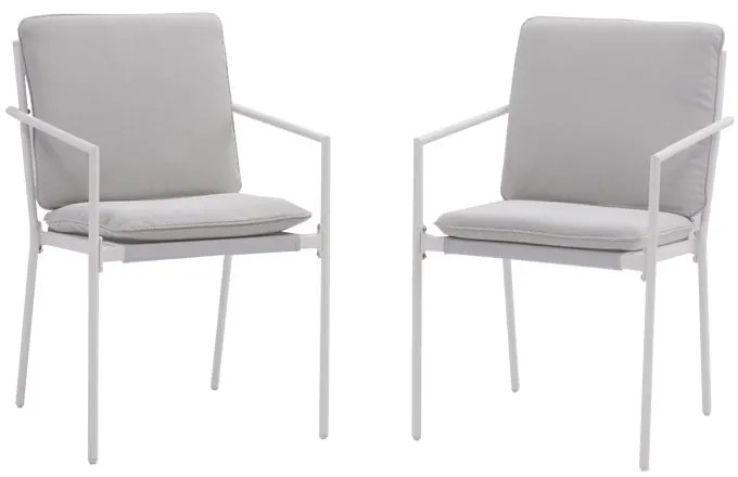 Sedia da giardino con cuscino beige e braccioli Sigma NATERIAL struttura in acciaio, seduta in textilene bianco, set da 2 pezzi