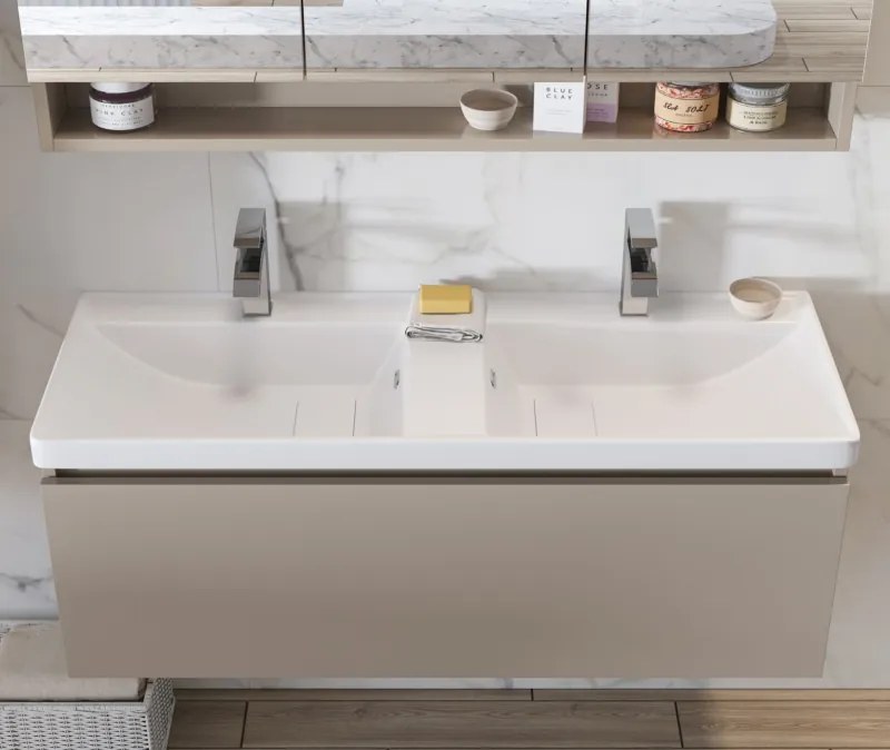 Mobile bagno 120cm con lavabo incasso a doppia vasca SP-120 - KAMALU