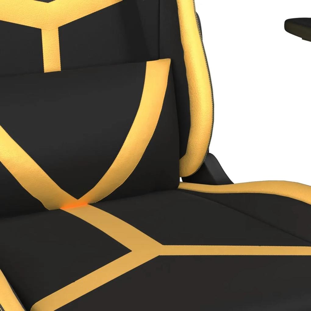 Sedia da Gaming Massaggiante Nero e Oro in Similpelle
