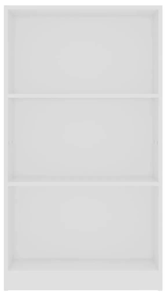 Libreria a 3 ripiani bianca 60x24x109 cm in legno multistrato