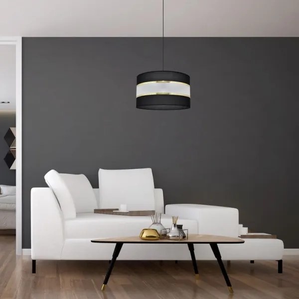 Lampadario a sospensione con filo HELEN 1xE27/15W/230V diametro 35 cm nero/oro
