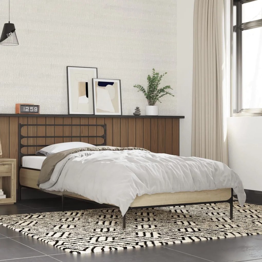 Giroletto Rovere Sonoma 90x200 Cm Legno Multistrato E Metallo /