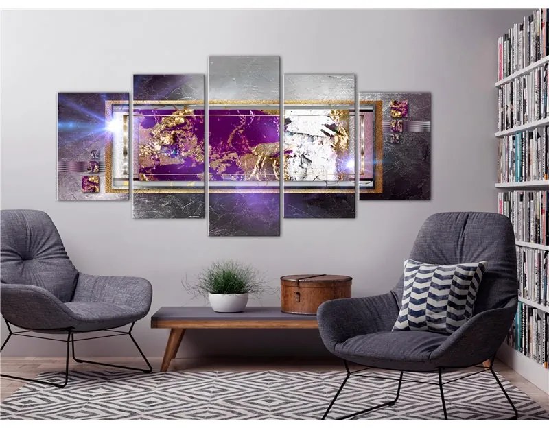 Quadro Golden Reflection (5 Parts) Wide  Colore Viola, Dimensioni e Misure 100x50