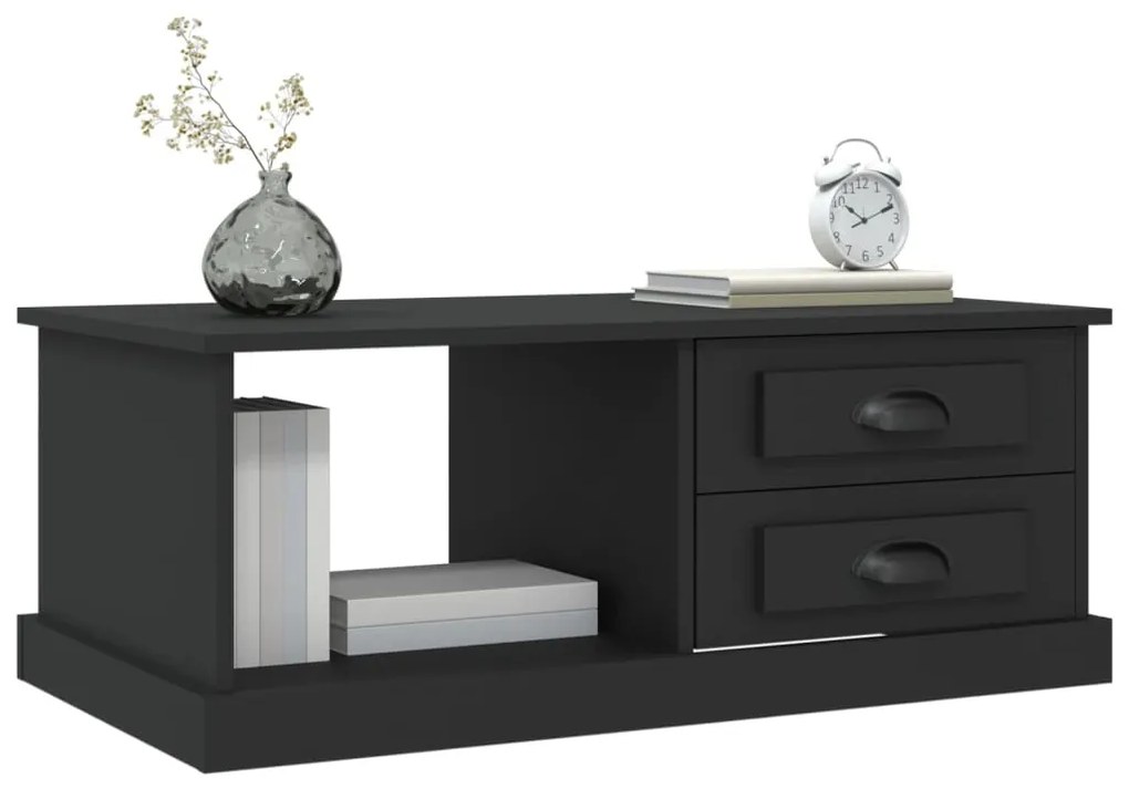 Tavolino da salotto nero 90x50x35 cm in legno multistrato