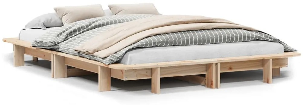 Letto Senza Materasso 140x190 Cm İn Legno Massello Di Pino /