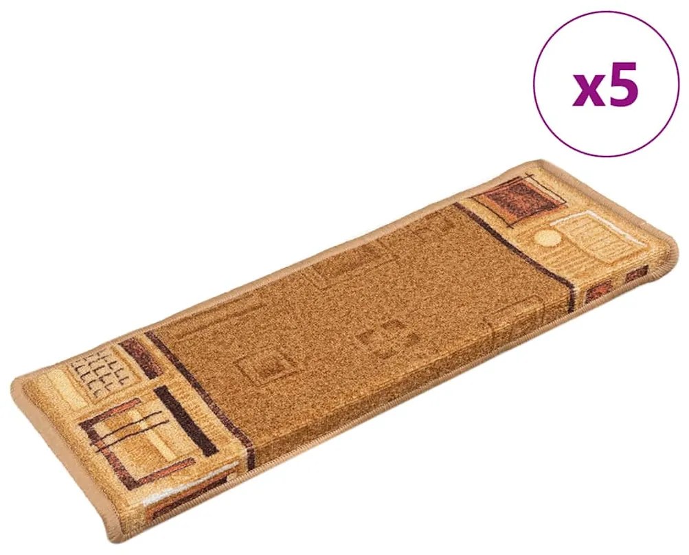 Tappetini Per Scale Autoadesivi 5 Pz 65x21x4 Cm Beige /