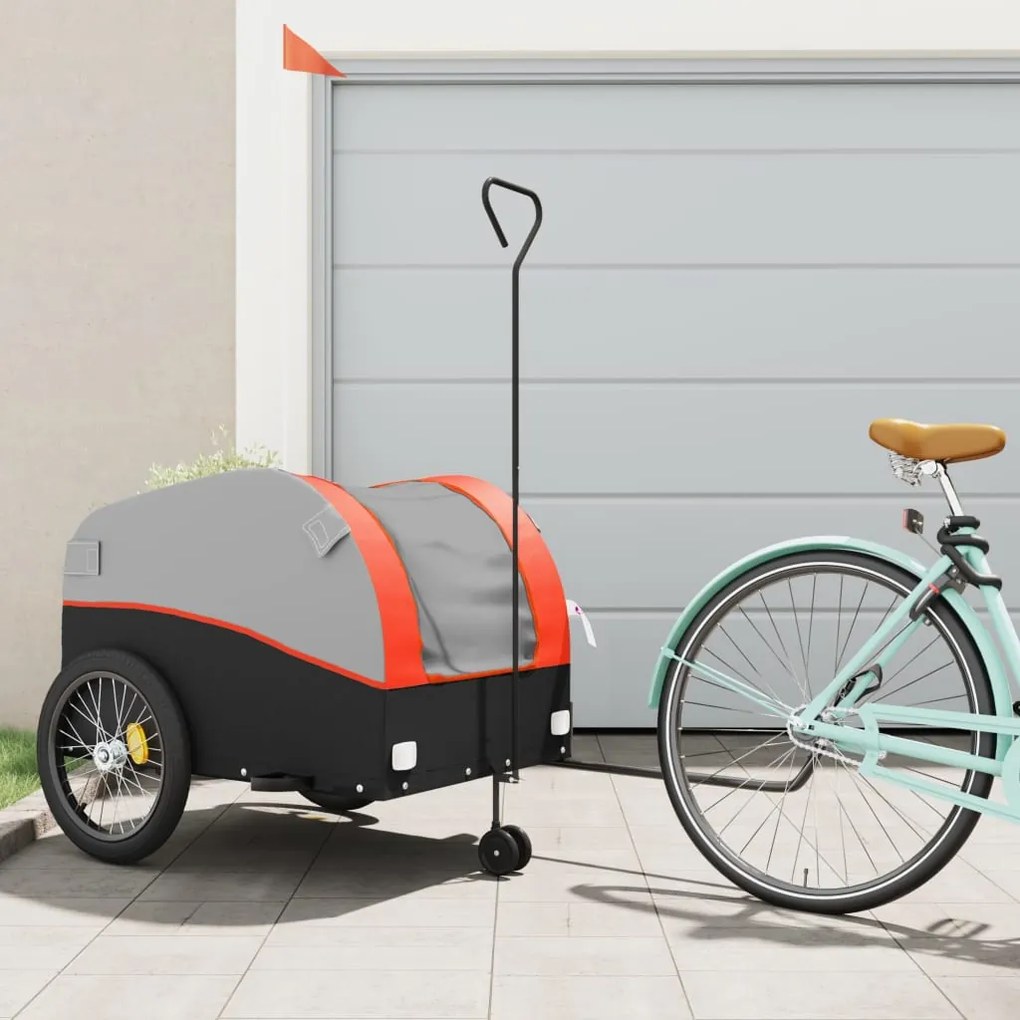 Rimorchio Da Bici Nero E Arancione 45 Kg İn Ferro /
