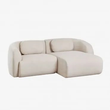 Divano Componibile Coquette In Ciniglia A 2 Pezzi Con Chaise Longue Destra Ciniglia Beige Crema - Sklum