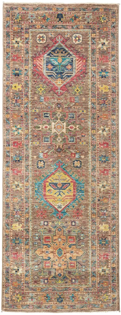 Samarkand Tappeto 80 x 200 Grigio (Pakistan) Annodato A Mano