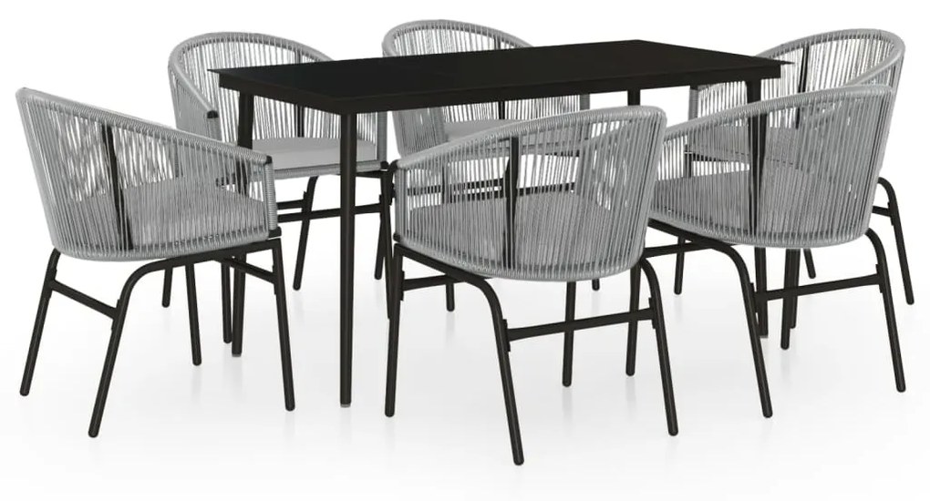 Set da pranzo da giardino 7 pz grigio