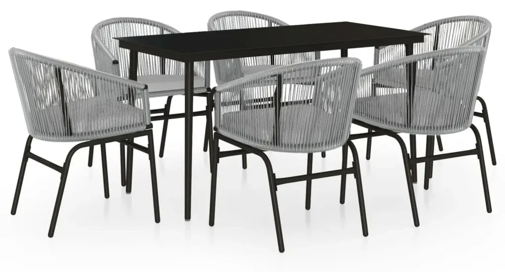 Set da pranzo da giardino 7 pz grigio