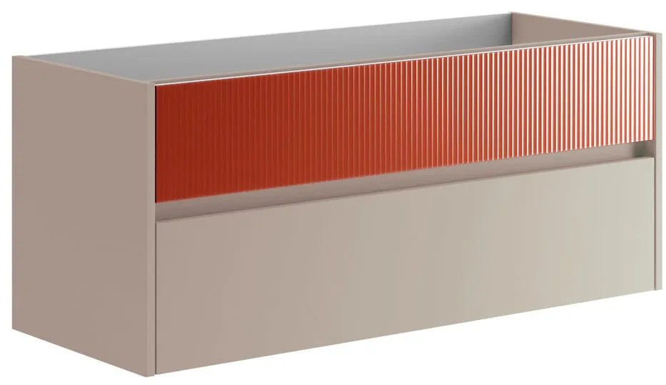 Mobile da bagno sospeso sotto lavabo L 119.5 x H 50 x P 45.5 cm rosso opaco, 2 cassetti Niwa