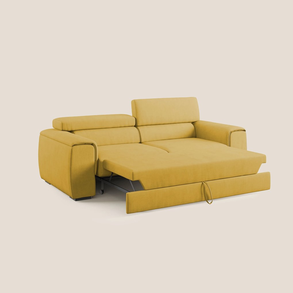 Zeno Divano con pouf estraibile poggiapiedi in tessuto morbido impermeabile T02 giallo