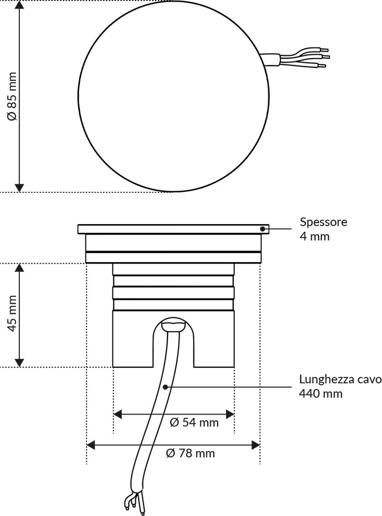 Faro LED interrato da Giardino 6W IP67 220V Luce Radente 360°- Corten