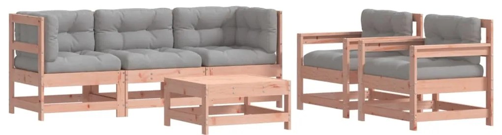 Set divani giardino 6 pz con cuscini legno massello di douglas