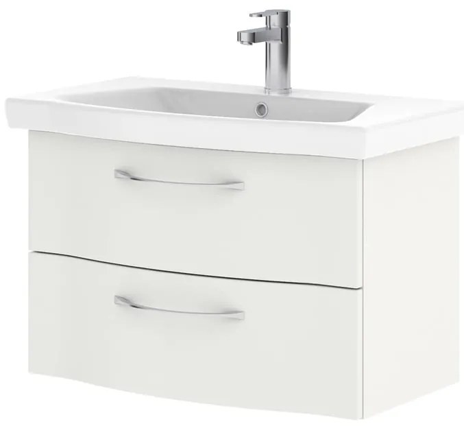 Mobile da bagno sospeso sotto lavabo L 75 x H 49 x P 42.7 cm bianco lucido, 2 cassetti PELIPAL Solitaire