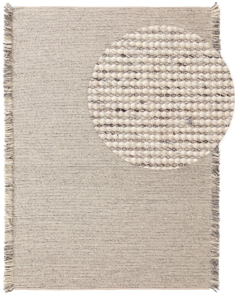 benuta Pure Tappeto di lana Mary Ivory Grey 80x120 cm - Tappeto fibra  naturale