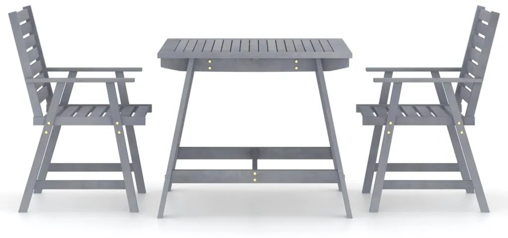 Set da Pranzo da Giardino 3 pz Legno Massello di Acacia Grigio