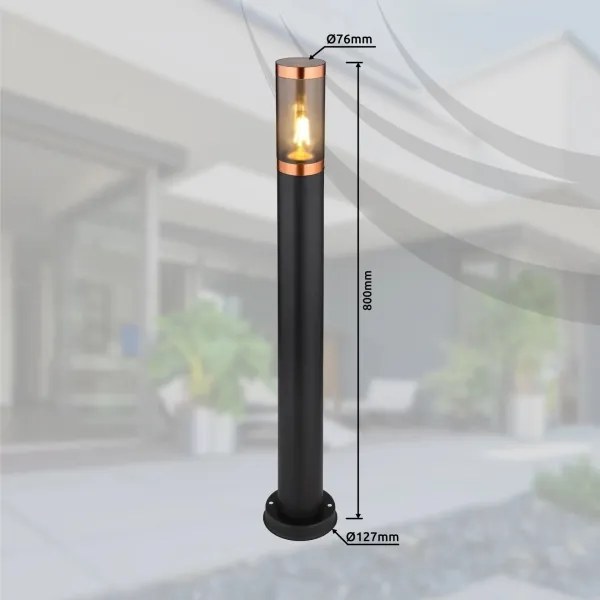 Globo 31588BC - Lampada da esterno BOSTON 1xE27/23W/230V IP44 80 cm nero/rame