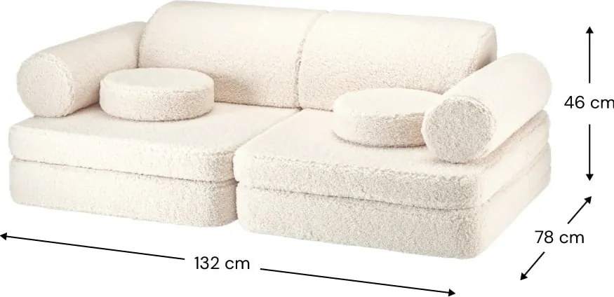 Divano per bambini color crema con rivestimento in bouclé 132 cm Settee – Wigiwama