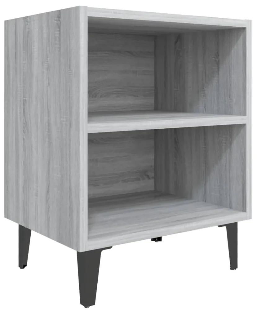 Comodino con gambe in metallo grigio sonoma 40x30x50 cm