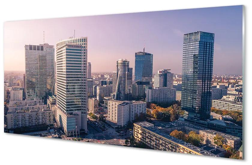 Pannello rivestimento cucina Panorama dei grattacieli di Varsavia 100x50 cm