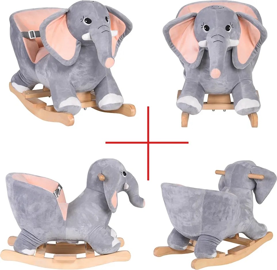 Elefante a Dondolo Cavalcabile Peluche Giocattolo Bambini con Suono...