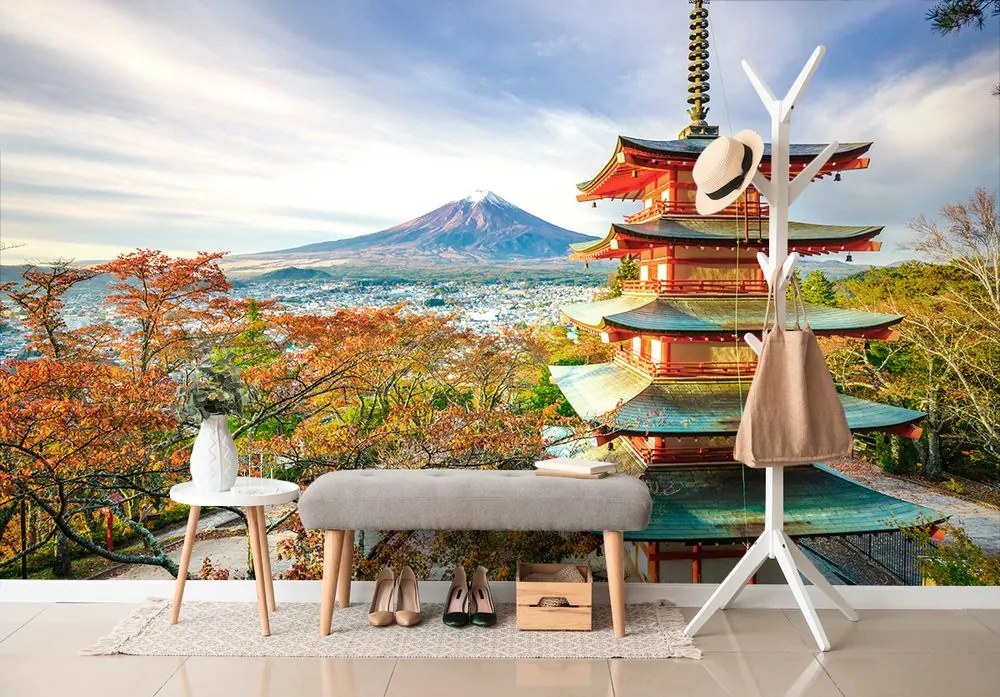 Carta da parati autoadesiva – Vista su Pagoda Chureito e monte Fuji