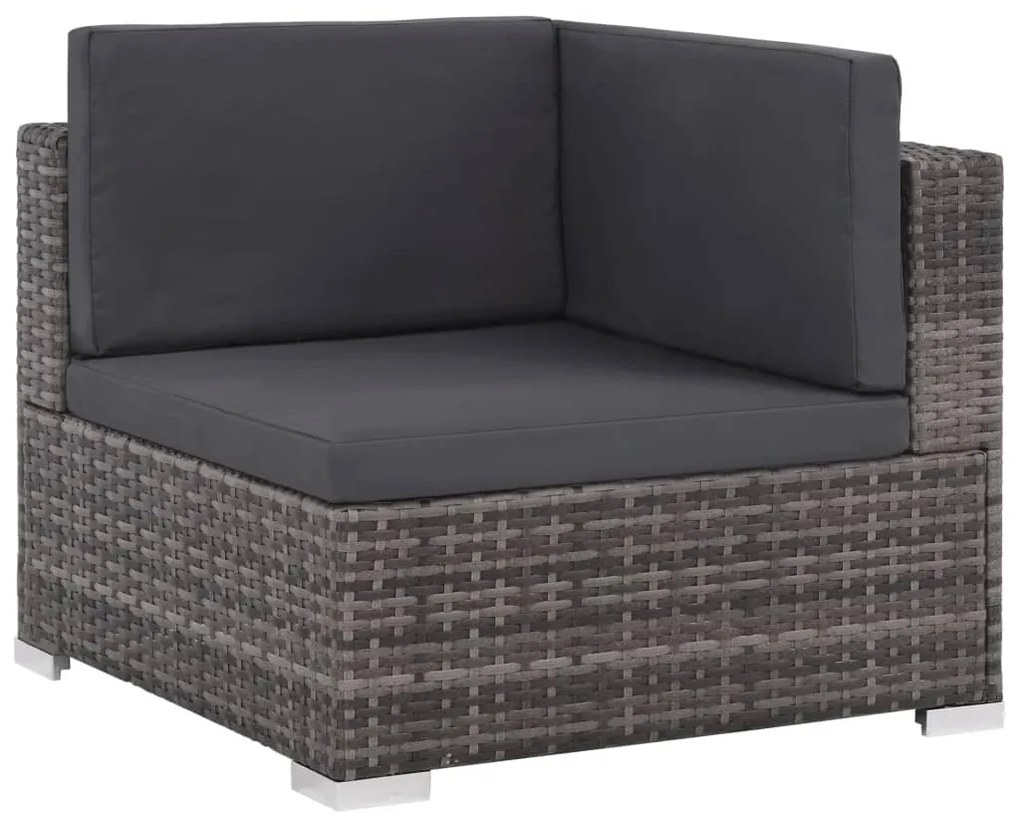 Set Divani da Giardino 8 pz con Cuscini in Polyrattan Grigio