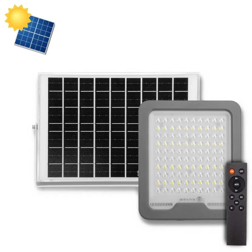 Faro LED Solare 100W IP66, Telecomando Incluso 1.500 lumen - SERIE PRO Colore Bianco Naturale 4.000K