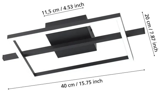 Eglo 901115 - Plafoniera LED dimmerabile AMANDOLO LED/17W/230V nero + +TC