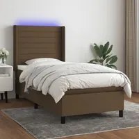 Letto a Molle Materasso e LED Marrone Scuro 80x200cm in Tessuto 3138352