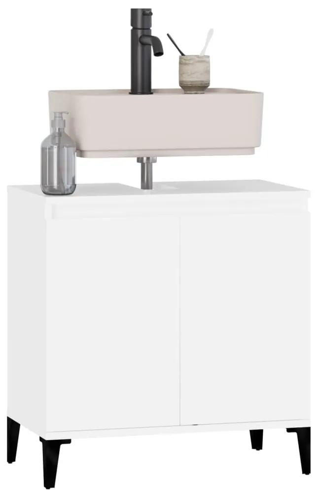 Mobile lavabo bianco 58x33x60 cm in legno multistrato