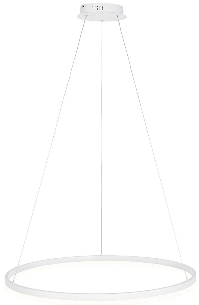 Lampada a sospensione di design bianca 80 cm con LED dimmerabile a 3 step - Anello