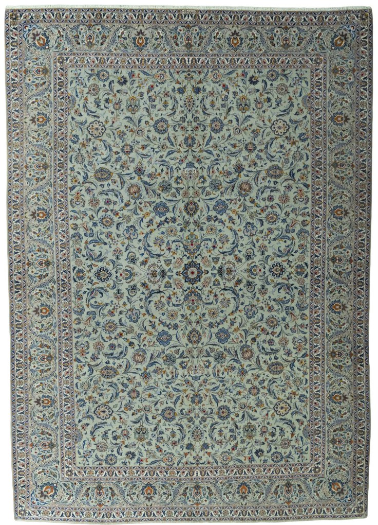 Kashan Tappeto persiano 400 x 290 Verde (Iran) Annodato A Mano