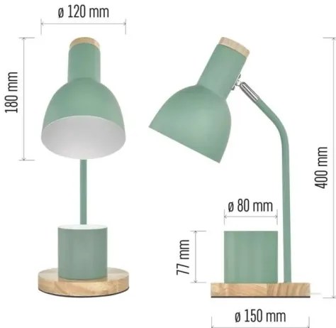 Lampada da tavolo POPPY 1xE27/25W/230V verde