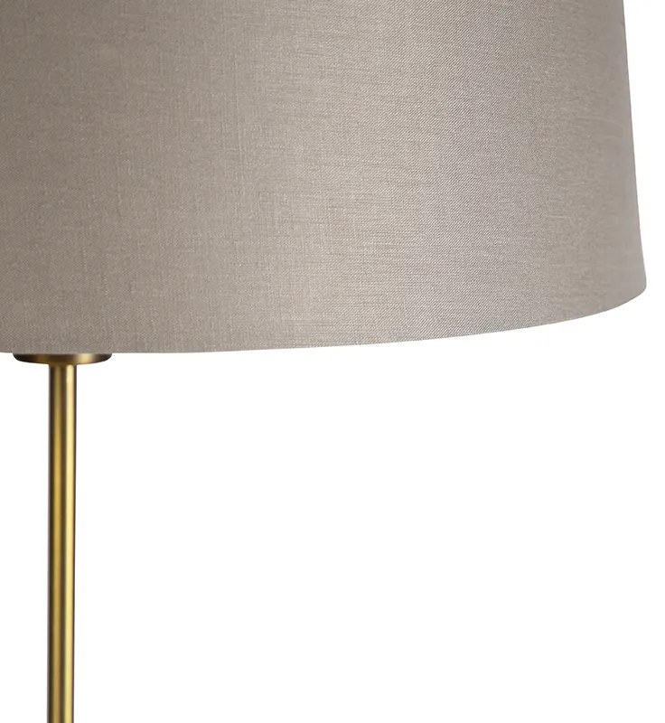 Lampada da terra in bronzo con paralume in lino color tortora 45 cm regolabile - Parte