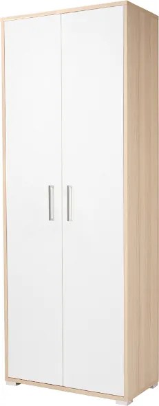 Scarpiera 2 ante grande in legno con ripiani 70x189h cm Rovere anta bianco frassino