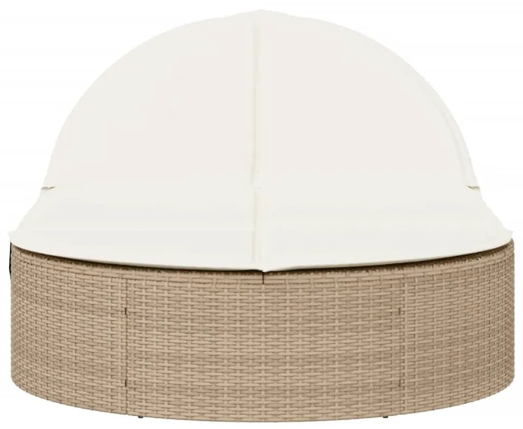 Lettino prendisole con cuscini beige in polyrattan