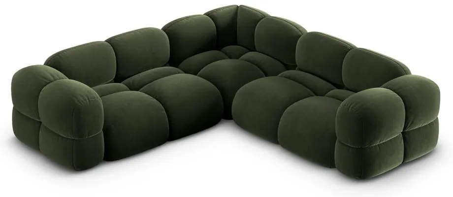 Divano angolare verde con rivestimento in velluto Loretto – Cosmopolitan Design