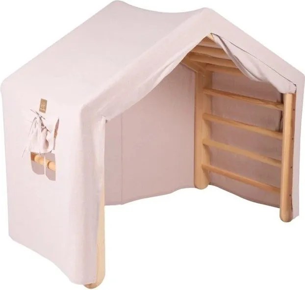 Pikler triangolo montessori rosa/di colore naturale in pino massiccio 112x61x94 cm Montessori – Meowbaby