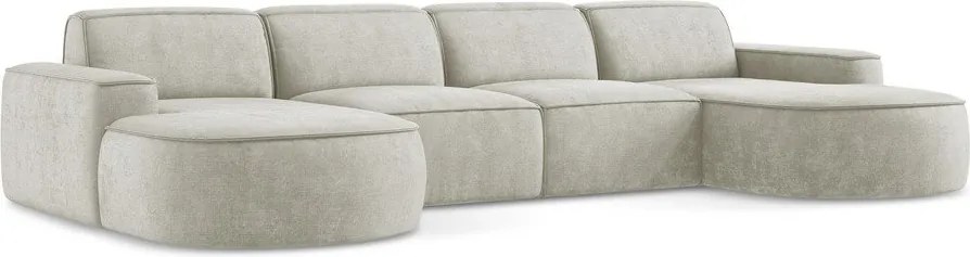 Divano angolare color crema (a U) con rivestimento in ciniglia Omao – Makamii