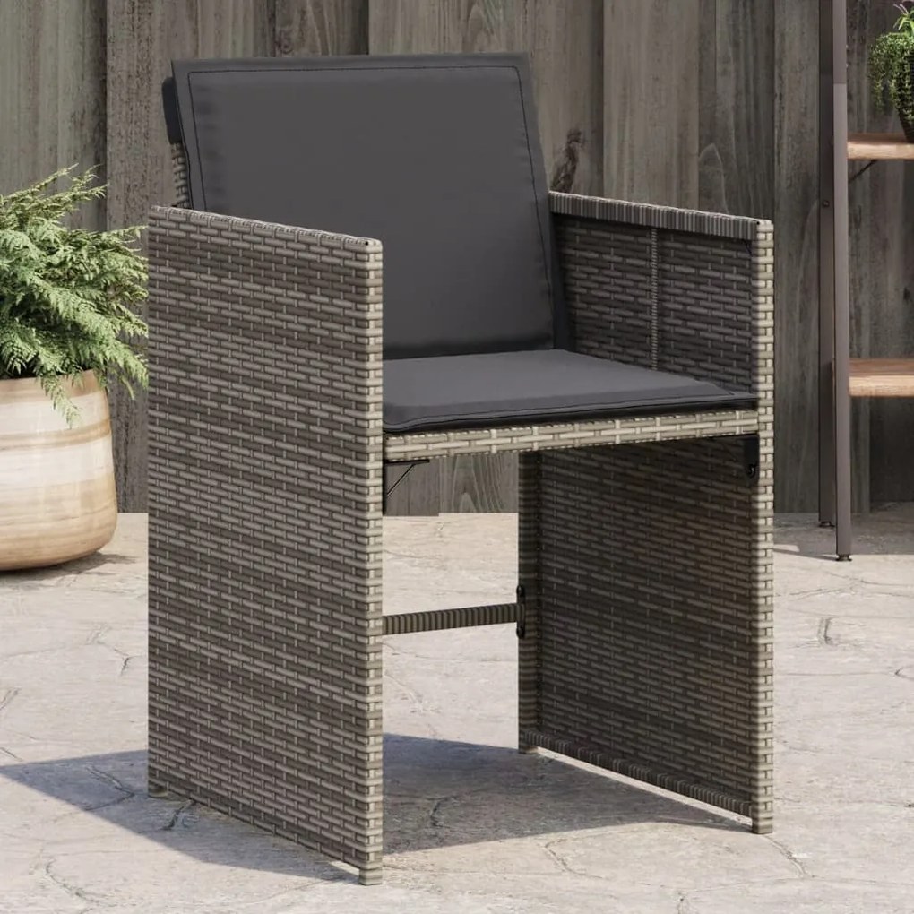 Sedie da giardino con cuscini 4pz grigio in polyrattan