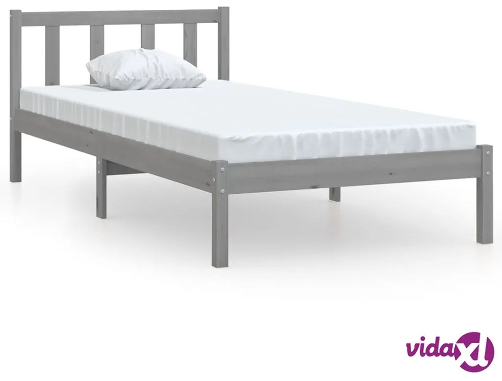 vidaXL Giroletto Grigio in Legno Massello di Pino 90x200 cm