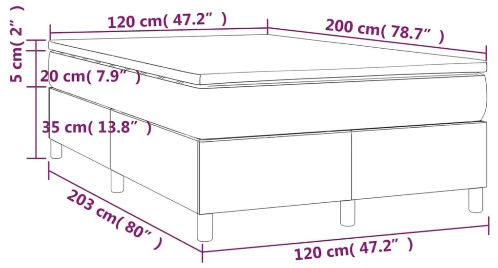 Giroletto a Molle con Materasso Marrone Scuro 120x200cm Tessuto