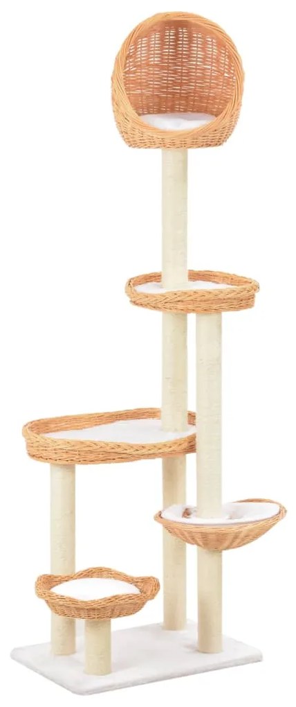 Albero Per Gatti Con Tiragraffi İn Legno Di Salice Naturale /