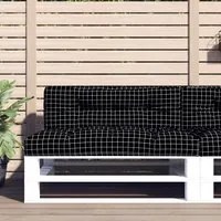 Cuscino per Pallet Motivo a Quadri Nero 120x40x12 cm Tessuto 360639