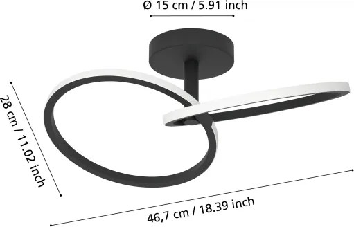 Eglo 902144 - Plafoniera LED CONGIUNTI LED/12W/230V 2700/4000/6500K nero