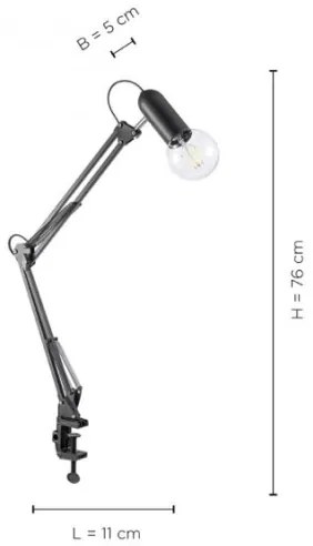 JUST LIGHT. 14773-18 - Lampada da tavolo con morsetto TURN ME 1xE27/60W/230V nero